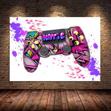 Graffiti arte gamepad pintura em tela cartazes e impressões abstratas lidar com o jogo na parede para o quarto do miúdo decoração cuadros sem moldura 2024 - compre barato