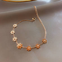 Gold Stainless Steel Chain Charm Bracelet  Daisy Flower Fashion Jewelry Kroean Bracelet for Women 2024 - buy cheap