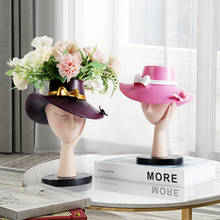 European Hat Woman Flower Pot Resin Ornaments Bedroom Desktop Sculpture Decoration Home Livingroom Table Vase Figurines Crafts 2024 - buy cheap