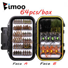 Bimoo seco molhado pesca voar conjunto kit isca de graves mão amarrada woolly bugger serpentinas ninfas para truta salmão crappie bluegill 64 pçs 2024 - compre barato