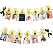 Bumble Bee 12 Month Photo Banner First Year Birthday Picture Banner Happy Bee Day Decoration for 1st Birthday Party Baby Shower 2024 - buy cheap