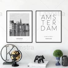 Настенный плакат с изображением города, Нидерландов, Амстердама, пейзажа, фото и Амстердама, картина черно-белая, домашний декор 2024 - купить недорого