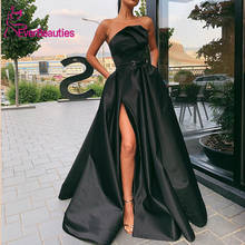 Vestidos De Gala Satin Prom Dresses 2020 with Pockets Side Slit Prom Gown Vestido Formatura Dress For Prom Robe De Soiree 2024 - buy cheap