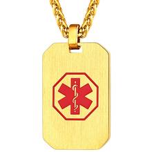 U7 Medical Alert ID Necklace Stainless Steel Dog Tag Health Emergency Identification Pendant Necklace Customize Jewelry P1029 2024 - buy cheap