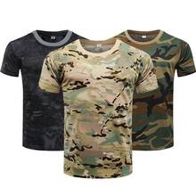 Camisa tática camuflada masculina, camiseta manga curta de combate de secagem rápida, camisa do exército militar, camiseta com estampa de camuflagem para caminhadas ao ar livre, caça 2024 - compre barato