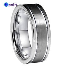 Anel clássico de carboneto de tungstênio, anel com sulco e pincel de centro, acabamento de 6mm 8mm disponível para homens e mulheres 2024 - compre barato