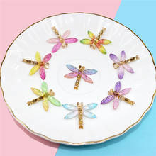 Juta wang pingentes de libélula de resina, 10 peças, misturado de cor gradiente, pingente de libélula, criação de joias, acessório de decoração de mesa 2024 - compre barato