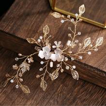 Women Greek Bridal Wedding Hair Accessories Headdress Gold Leaf Flower Headband Hair Comb Clip Hairpin Crown Jewelry Headpiece 2024 - buy cheap