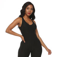 Sport Backless Yoga Set One Piece Jumpsuit CrissCross Fitness Leggings Butt Scrunch Bum Romper Wear Workout Tank Clothing Waffle 2024 - buy cheap