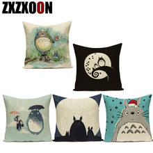 Funda de cojín de poliéster con dibujos de animales Totoro, cubierta decorativa Para almohada, sofá, hogar 2024 - compra barato