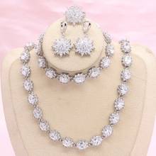 White Cubic Zirconia Silver Color Jewelry Sets For Women Wedding Jewelry Necklace Earrings Ring Bracelet Gift Box 2024 - buy cheap