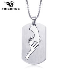 FIREBROS Free 20/24" Chain Silver Color Stainless Steel Gun Pistol Dog Tag Pendant Necklace Men Boy Kids Jewelry Gift Wholesale 2024 - buy cheap