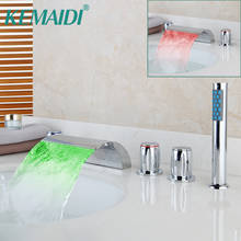 Kemaidi-conjunto de torneira de banheira cascata com led, 5 peças, água quente e fria 2024 - compre barato