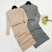 Autumn Winter Women Sweater Dress O-Neck Knitted Sexy Bodycon Long Sleeve Dress Warm Elegant Dress 2024 - buy cheap