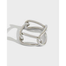 Anillos de plata de ley 925 auténtica para mujer, joyería fina, geometría abierta, cadena Simple, hebilla cuadrada, J495 2024 - compra barato