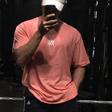 Camiseta de algodão masculina, camisa de manga curta para academia fitness musculação fashion casual 2024 - compre barato