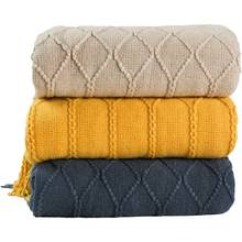 Inya-manta de malha em cor sólida, cobertor decorativo nórdico ondulado para lance de sofá-cama 2024 - compre barato