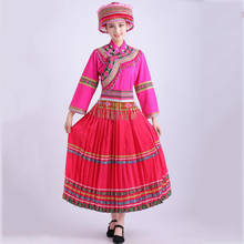 Платье Miao, этническая одежда, праздничная одежда для выступлений, костюм с юбкой с вышивкой Hmong, сценические костюмы для певцов 2024 - купить недорого