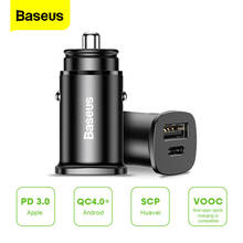 Baseus-cargador de coche de 30W, dispositivo de carga rápida 4,0 AFC SCP para iPhone, Samsung, Huawei PPS, USB PD, tipo C 2024 - compra barato