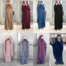 Мусульманский комплект из двух предметов молитвенная одежда Nida Abaya платье для женщин цзилбаб длинный химар халат кафтан Niqab мусульманская Дубайская одежда ИД Рамадан 2024 - купить недорого