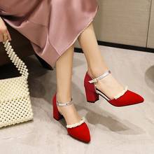 Fashion Elegant Women designer sandals  High Heels Platform Thick Heel Pointed Pumps Wedding Party Shoes Plus Size 32-48 2111 2024 - buy cheap