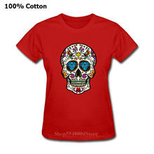 Camiseta hip hop feminina, camiseta moderna com caveira mexicana, açúcar, halloween, hipster, novidade, esqueleto, harajuku, streetwear, gola redonda 2024 - compre barato