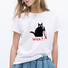 Cat What Prints Harajuku Women's T Shirts Graphic Tees Women T-shirt Kawaii Tee Shirt Femme Oversized Tshirt Camisas Mujer Tops 2024 - buy cheap