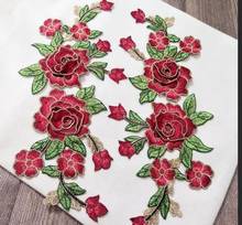 MIX2-Parches de apliques bordados de flores grandes rojas para coser en Pacthes, pegatinas de tela de encaje para ropa decorada, suministros de costura DIY 2024 - compra barato