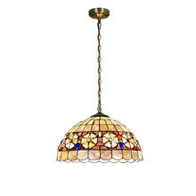 Lustre tiffany estilo mediterrâneo europeu, tecido com flor amarela, candelabro macio para sala de jantar, quarto 2024 - compre barato