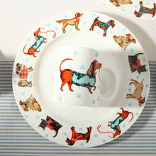 Cute cartoon Dog Bone China Food plate steak Round Creative Plate flat cake plate Dessert Plate Tray 2024 - compre barato