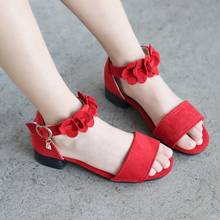 Children's Princess Sandals Girls Shoes Children's Clothing Girls Suede Flower Low Heel Sandals Girls Shoes Favourite 2024 - buy cheap