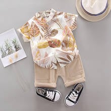 0-4 Years Toddler Baby Boys Fashion 2Pcs Clothing Set Short Sleeve Leaf Printed Top Shirt Shorts Kids Tracksuit 2024 - buy cheap