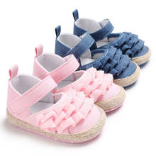 Обувь для новорожденных девочек 0-18 месяцев с мягкой подошвой; Обувь для малышей с оборками; Обувь принцессы для маленьких девочек 2024 - купить недорого
