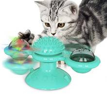 Brinquedo interativo para gatos, moinho de vento brilhante, brinquedo giratório, massagem para remoção de pelos flutuantes, gato, gatinho, suprimentos para animais de estimação 2024 - compre barato