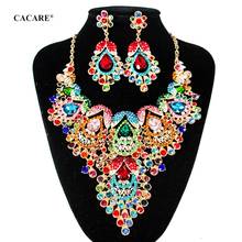 Luxury Jewelry Sets Women Party 2021 CHEAP Big Dubai Jewelry Set Gold Colorful Drop Earrings Necklace Set F0278 Statement 2024 - buy cheap