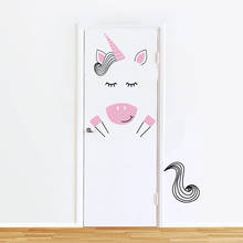 New simplicity Unicorn wall sticker Bedroom children's room door stickers green decorative painting Mural wallpapers for kids 2024 - buy cheap