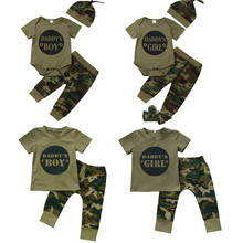 Conjuntos de ropa de camuflaje para bebé, camiseta de manga corta para niño y niña, Tops + pantalón, conjunto de ropa para niño de 0 a 24M, novedad de 2019 2024 - compra barato