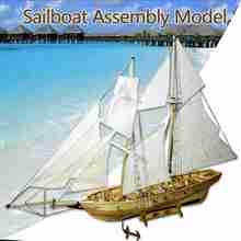 Navio modelo de madeira veleiro brinquedos 1:100 nova versão hobby crianças vela diy escala modelo veleiro barcos halcon brinquedos kit 2024 - compre barato