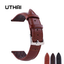 Ремешок для часов UTHAI P06, черный ремешок для часов из натуральной кожи, 18 мм, 20 мм, 22 мм, аксессуары для часов, браслет 2024 - купить недорого