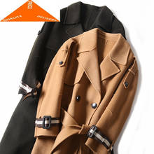 Chaqueta Vintage Natural de 100% para mujer, abrigo largo de Cachemira con cinturón de lana de doble cara, ropa de primavera e invierno, 29002 2024 - compra barato