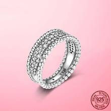 Luxury 925 Silver Beaded Pave Band Ring For Women Original 925 Silver Rings Brand Wedding Jewelry Gift 2024 - buy cheap