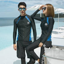 Swimsuit Women Bathing Suit 2019 Girls Korean Swimwear Couple Long Sleeve Split Men Surfing Polyester Letter Rash Guard Women 2024 - buy cheap