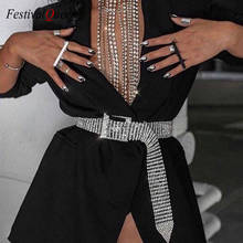 FestivalQueen-cinturones de diamantes de imitación para mujer, faja de plata de lujo para chicas pequeñas, cinturón de cintura de cristal para fiesta en club nocturno 2024 - compra barato