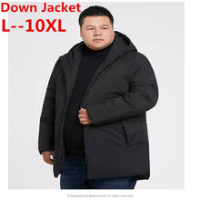 10XL 9XL 8XL 6X Мужская одежда Зимний новый пуховик Модный повседневный свободный толстый теплый белый пуховик с капюшоном длинное Мужское пальто 2024 - купить недорого