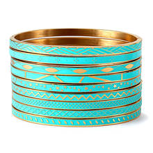 Brand Blue Enamel Bracelet & Bangles Stainless Steel Geometry Bangle Gold Jewelry For Women Love Wedding Bijoux femme 2024 - buy cheap