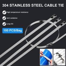 100Pcs 304#Stainless Steel Cable Ties 4.6mm Heavy Duty Self-Locking Cable Zip Tie Multi-Purpose Metal Exhaust Wrap Locking Ties 2024 - buy cheap