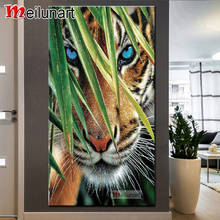 Алмазная 5d картина «Тигр» с голубыми глазами, животное большого размера «сделай сам», полноформатная, круглая, вышивка, распродажа, украшение для дома, AS0520 2024 - купить недорого