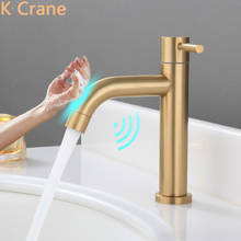 Gold Touch Faucets Bathroom Smart Sensor Tap Single Cold Battery Electric Torneira Banheiro Stainless Steel Brush Basin Faucet 2024 - buy cheap