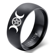 Pagan Triple Moon Goddess Moon Ring Mens Womens Titanium Steel Jewellery Wicca Witchcraft Witch Anillos 2024 - buy cheap