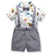 Macacão de algodão infantil, conjunto de roupas para bebê menino com laço, verão, body infantil para crianças pequenas, roupas para meninos 2024 - compre barato